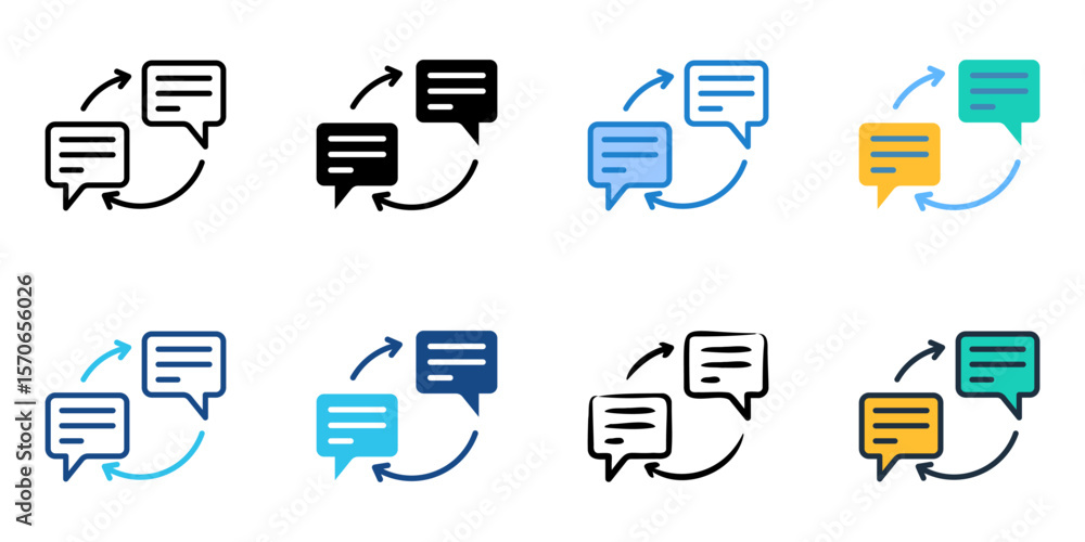 Poster communication icon set multiple style collection