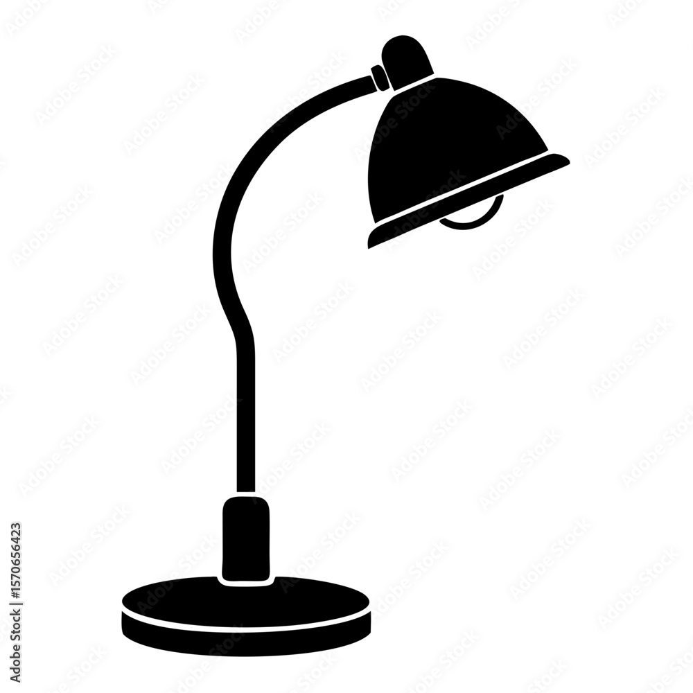 Aufkleber table lamp illustration showing simple black and white desk light, ideal for studying and reading. t
