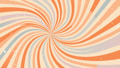 Retro swirl pattern. Vector groovy textured background. Spiral sunburst radial backdrop. Vintage psychedelic wavy pink and orange vortex.60s, 70s, colours, funky, graphic, poster, spiral, stripes,