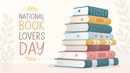 Stack of Books: Capturing the essence of 'National Book Lovers Day,' a vibrant stack of literary treasures rises, each cover whispering tales of knowledge, escape, and endless possibilities. 