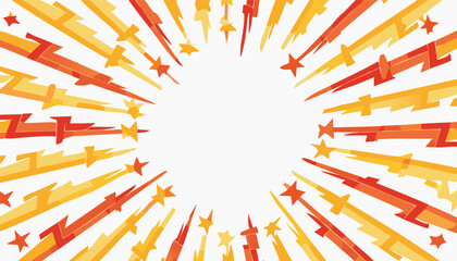 Lightning power cartoon vector background. Thunder bold abstract burst with halftone effect and speed lines. Comic book design template for poster. Explosion boom bright.action, blast, book, boom, 