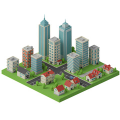Isometric Cityscape: Modern Urban Development