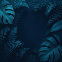 Monstera Dark Leaf Frame with Minimal Center