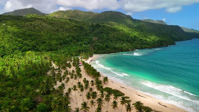 Stunning Aerial View of Playa Rincon in Las Galeras, Samana, Dominican Republic	
