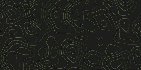 Dark abstract contour map with neon green lines