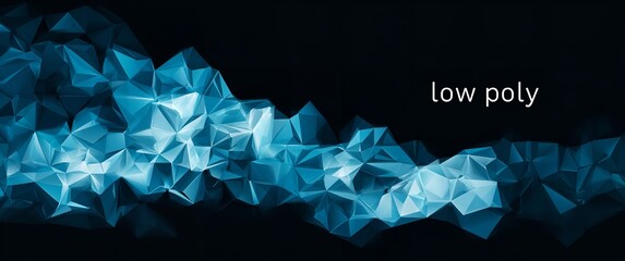 A shimmering river of frozen dreams rendered in low poly geometric forms floating in dark cool