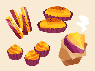 Illustration of Japanese sweets made with sweet potatoes