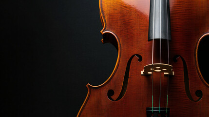 Dramatic Cello Close-Up: Warm Wood Tones and Dark Background for Music