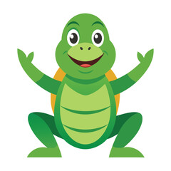 Friendly cartoon turtle with open arms and a cheerful smile