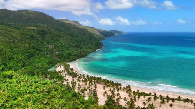 Stunning Aerial View of Playa Rincon in Las Galeras, Samana, Dominican Republic	
