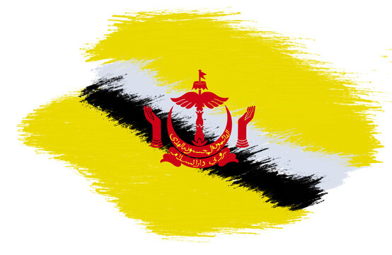 brunei darussalam flag with paint strokes