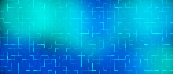 Obraz premium Abstract backdrop of gradient blues and greens with a geometric grid overlay for modern digital design and creative projects.