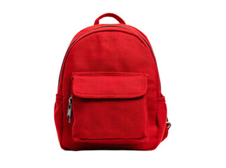Small red canvas backpack isolated on black background, Isolated On White, Png, Transparent Background