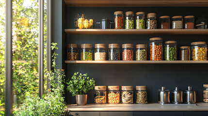 home storage area organize management home interior design pantry shelf and storage for store food and stuff in kitchen home design