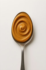 Creamy Peanut Butter Swirl on Spoon – Minimal Food Concept in Soft Light