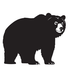 Obraz premium Simple black bear silhouette vector illustration depicting wildlife and nature isolated on white background