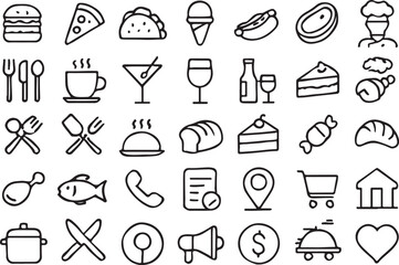 Food and Restaurant Line Icons A Diverse Collection for Your Design Projects