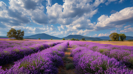Obraz premium Landscape of Lavender Fields in Bloom