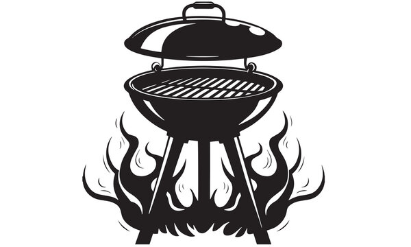 black barbecue grill on fire clip art preview