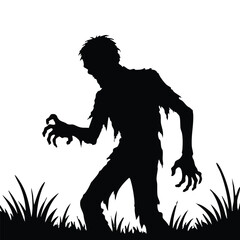 Halloween zombie silhouette on white background