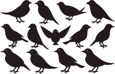 Collection of Simple Bird Silhouettes for Nature and Wildlife Design