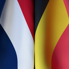 Waving Flags Of France And Belgium