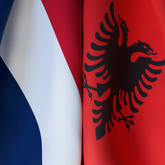 Waving Flags Of France And Albania