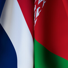 Waving Flags Of France And Belarus