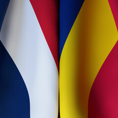 Waving Flags Of France And Chad