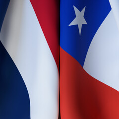 Waving Flags Of France And Chile