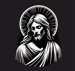 jesus christ head vector religious illustration