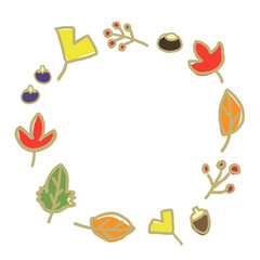 秋の葉っぱや木の実の手描きフレーム