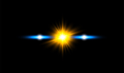 star light with blue beam on black background