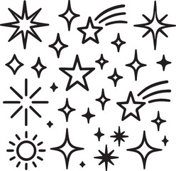 Collection of Hand-Drawn Star and Sparkle Illustrations