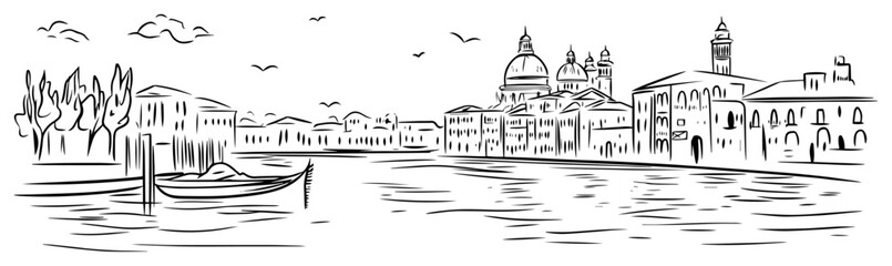 venice italy canal view cityscape sketch vector