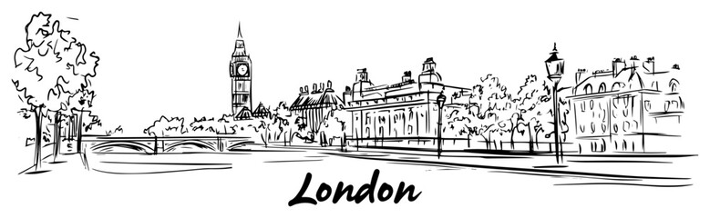 Obraz premium london england cityscape with big ben sketch vector