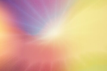 Soft bokeh lights in pastel orange and pink over colorful abstract rainbow background with glow