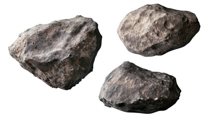 Three Irregular Asteroids with Textured Surfaces in a Cosmic Background
