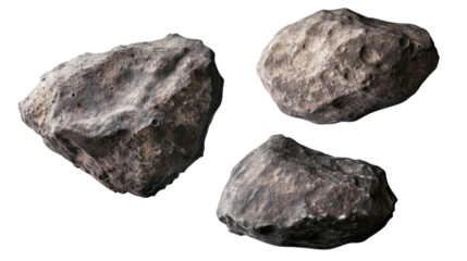 Three Irregular Asteroids with Textured Surfaces in a Cosmic Background