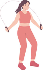 Woman Exercising with rope skipping

