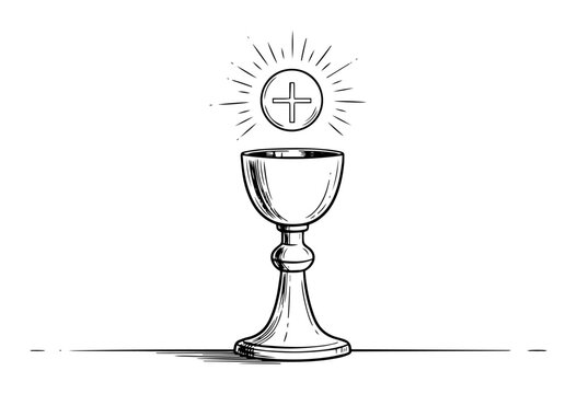 holy communion chalice eucharist sketch vector