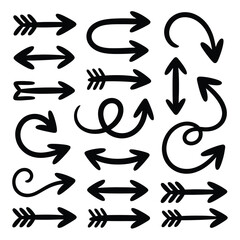 Collection of Hand Drawn Black Arrows Various Styles and Directions Simple Line Art Graphic Design Elements for Web and Print 5