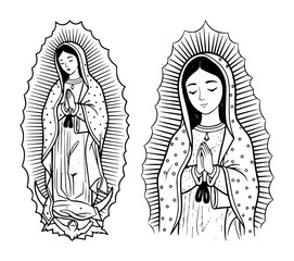 our lady of guadalupe virgin mary vector set
