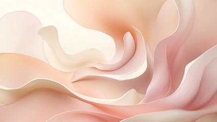 Obraz premium Abstract flowing organic shapes in soft pastel peach and cream colors