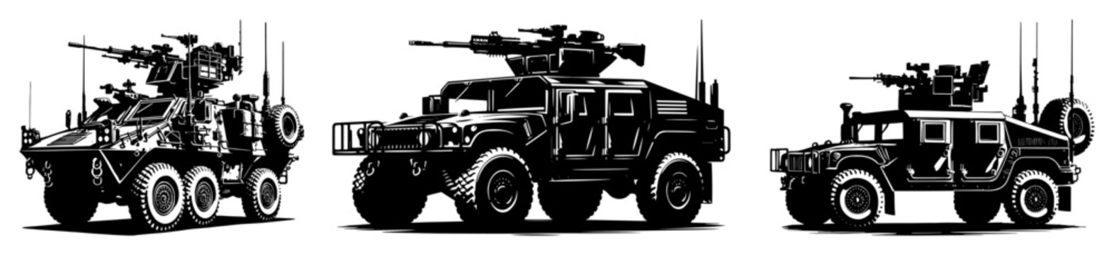 military armored vehicle truck set vector illustration