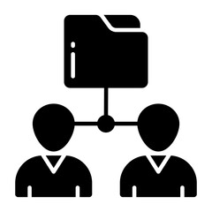 Conceptual solid design icon of document sharing