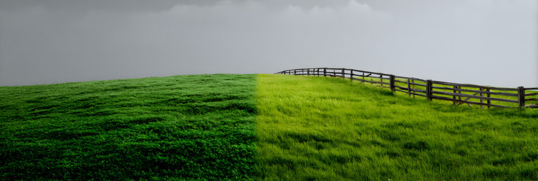 Concept of the grass is always greener on the other side