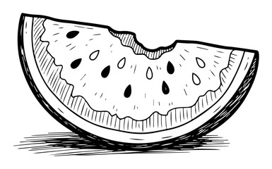 large watermelon slice black and white