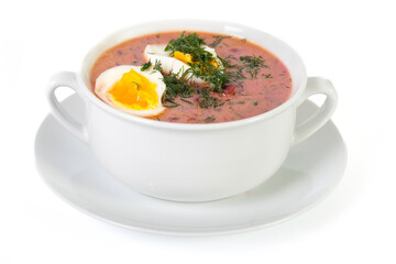 Traditional polish young beetroot soup, botwinka
