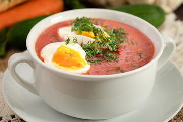 Traditional polish young beetroot soup, botwinka